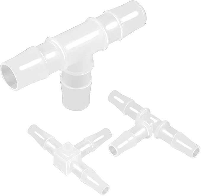 3/8" Tee Fitting Equal Barb 3 Way Hose Barb Fitting,Splicer Joint Mender Adapter Union Fitting for Fuel Gas Liquid Air (Pack of 5)