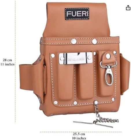 FUERI Leather Tool Pouches Carpenter Electrician Belt Bags Organizer 4 Pocket Professional Heavy Duty Pouch for Construction Framing