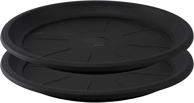 13" Heavy Duty Tray/Saucer (2 Pack) Country Look, Pot/Planter Base for Indoor/Outdoor Decor Use. Long Lasting, Reusable Light Weight (13 inches, Black)