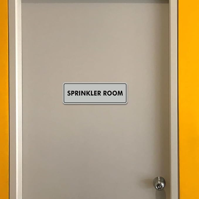 Signs ByLITA Standard Sprinkler Room Sign (Brushed Silver) - Large 2 Pack