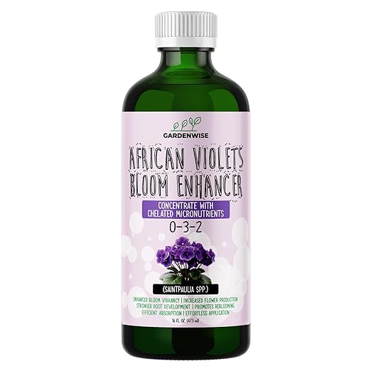 0-3-2 African Violet Fertilizer for Indoor Plants: Concentrated Plant Food โ Plant Fertilizer, Bloom Booster for All Violets, Indoor Flowering Plants, Vigorous Growth and Blooming (16 OZ)