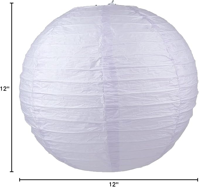 WYZworks - Round Paper Lanterns 10 Pack (Light Lavender, 12") - Hanging Paper Lanterns Lamp for Wedding, Birthday, Party and Home Decorations with 8", 10", 12", 14", 16" Option