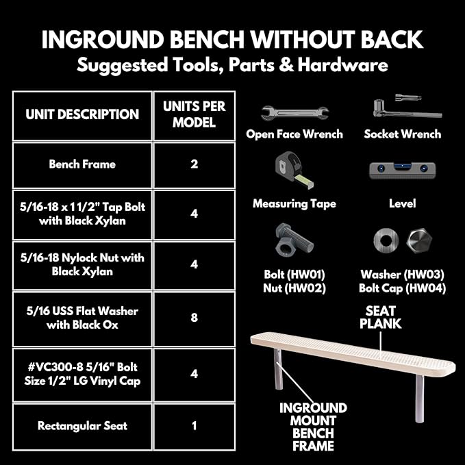 Coated Outdoor Furniture Heavy-Duty Outdoor Bench Thermoplastic Coated, Expanded Metal, Commercial-Grade Seating, Made in America (Inground Without Back, 6 Ft, Tan)