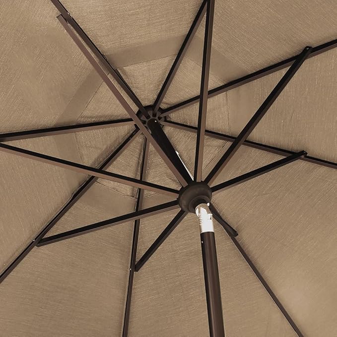EliteShade USA 10-Year-Non-Fading 10Ft Market Umbrella Patio Umbrella Outdoor Table Umbrella with Ventilation, Heather Beige