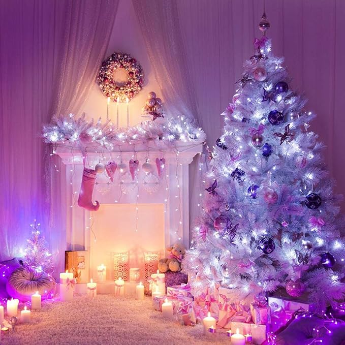 Decute 800 LED 272FT Christmas String Lights 8 Modes with Timer Function, Waterproof Twinkle Fairy Lights for Christmas Tree Party Wedding Yard Garden Outdoor Indoor Decorations, Cool White