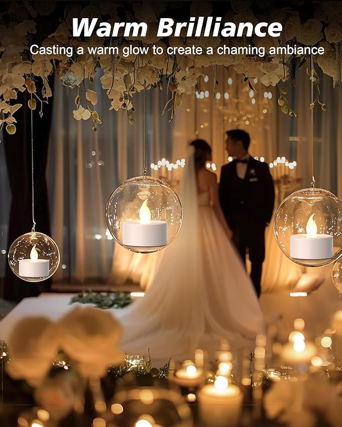 LED Tea Lights Candles- 50Pack Flameless Candles Realistic and Bright Flickering Long Lasting 200Hours for Holiday Celebration,Party, Home Decoration WarmWhite,Battery Operated