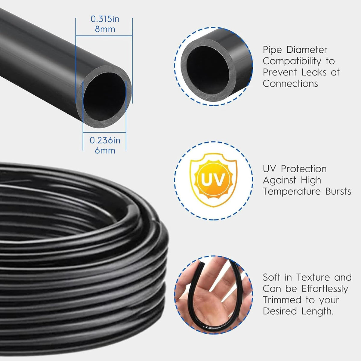 360° Automatic Drip Irrigation Kit - 5/16'' Tubing, Adjustable Universal Spray Nozzle, Copper Atomizing System for Garden/Lawn/Greenhouse - Multi-Directional Rotation, Quick Connectors, 100FT