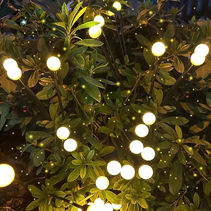 2025 Solar Lights Outdoor Waterproof, 6 Pack Solar Garden Lights, Solar Firefly Lights Outdoor Waterproof, Solar Twinkle Swaying Fairy Light for Pathway Yard Garden Christmas Decorations (Warm White)