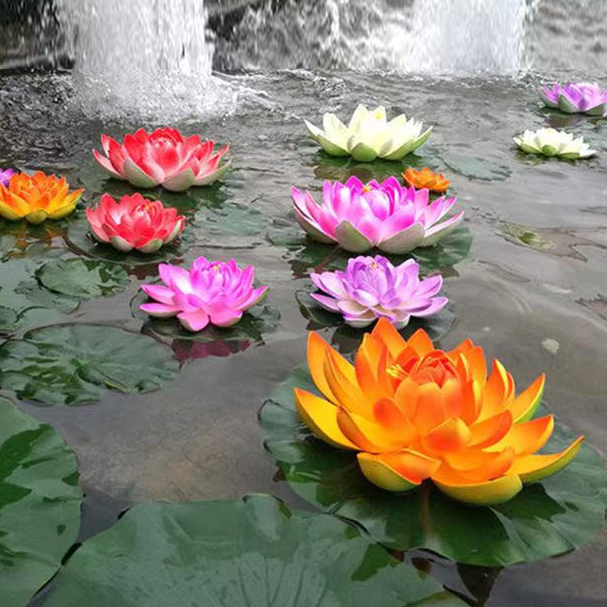 FZBNSRKO Artificial Lotus,4PCS 7.1" Inch Floating Foam Lotus Flowers for Pool,Realistic Water Lily Pads for Home Outdoor Patio Pond Wedding Party Decorations,Blue