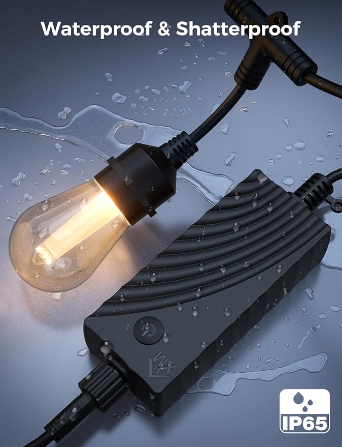 XMCOSY+ Smart Outdoor String Lights, 123Ft Patio Lights Waterproof, App Control, Compatible with Alexa, RGBCWIC Color Changing LED String Light for Outside