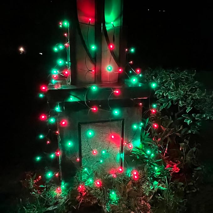 HISHINY LED Christmas Net Lights Outdoor, 5ftx5ft 100LED Green Wire, Connectable Bush Mesh Net Lights String for Halloween Christmas Party,Shrub,Yard,Tree(Red&Green)