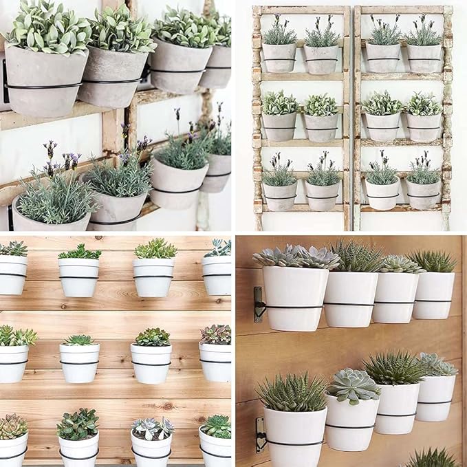 6 Pack 5in Flower Pot Holder Ring Wall Mounted Metal Planter Hooks Hangers Wall Bracket Wall Planter Hook (6, 5")