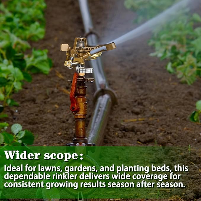 Ferraycle 20 Pieces 1/2 Inch Brass Impact Sprinkler Head with Nozzles Heavy Duty Adjustable 0-360 Degrees Impulse Sprinkler Head Lawn Watering for Yard Irrigation