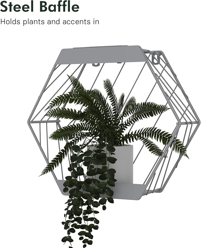 Grand patio Outdoor Leiden LED Solar Hexagon Wall Sconce Planter, with Dusk to Dawn Sensor Decor Wall Lighting for Garage Doorway Patio Yard, Cement Grey (L-Linear)
