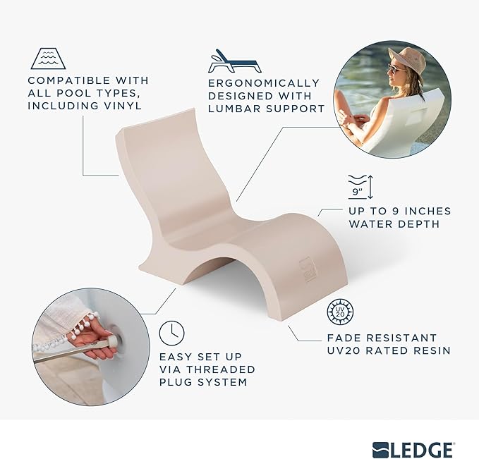 Ledge Lounger Signature in-Pool Low Back Chair for 0-9 inch Water Depths (Set of 2) (Sandstone)