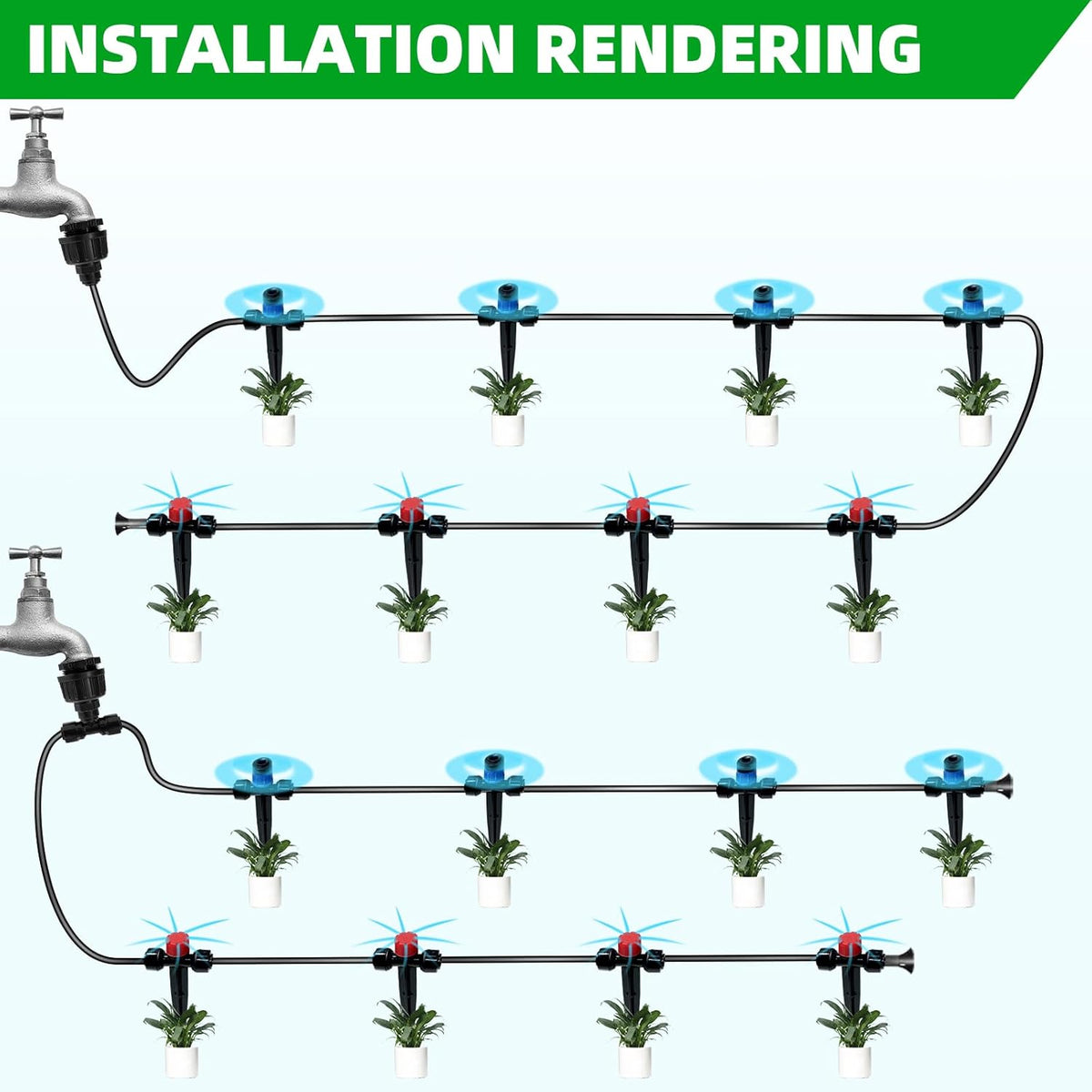 82FT Drip Irrigation System, 2025 Quick Connector Garden Irrigation System, Adjustable Nozzle, Garden Watering System with 1/4 '' Pipe, Garden, Vegetable, Greenhouse, Lawn Sprinkler