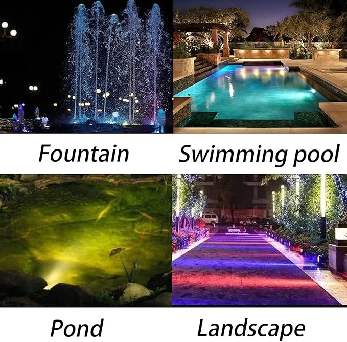 RGB Pond Lights with Timer, IP68 Waterproof Underwater Dimmable LED Fountain Lights for Outdoor Landscape Fish Tank Pond Fountain Waterfall Garden Lawn, 5 Lights