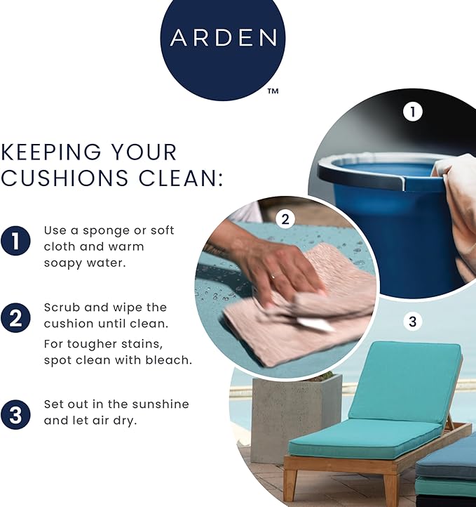 Arden Indoor/Outdoor Seat or Rocking Chair Cushion, 19 x 18, Water Repellent, Rain Proof, Fade Resistant Cushion for Rocking or Dining Chairs Clark Blue