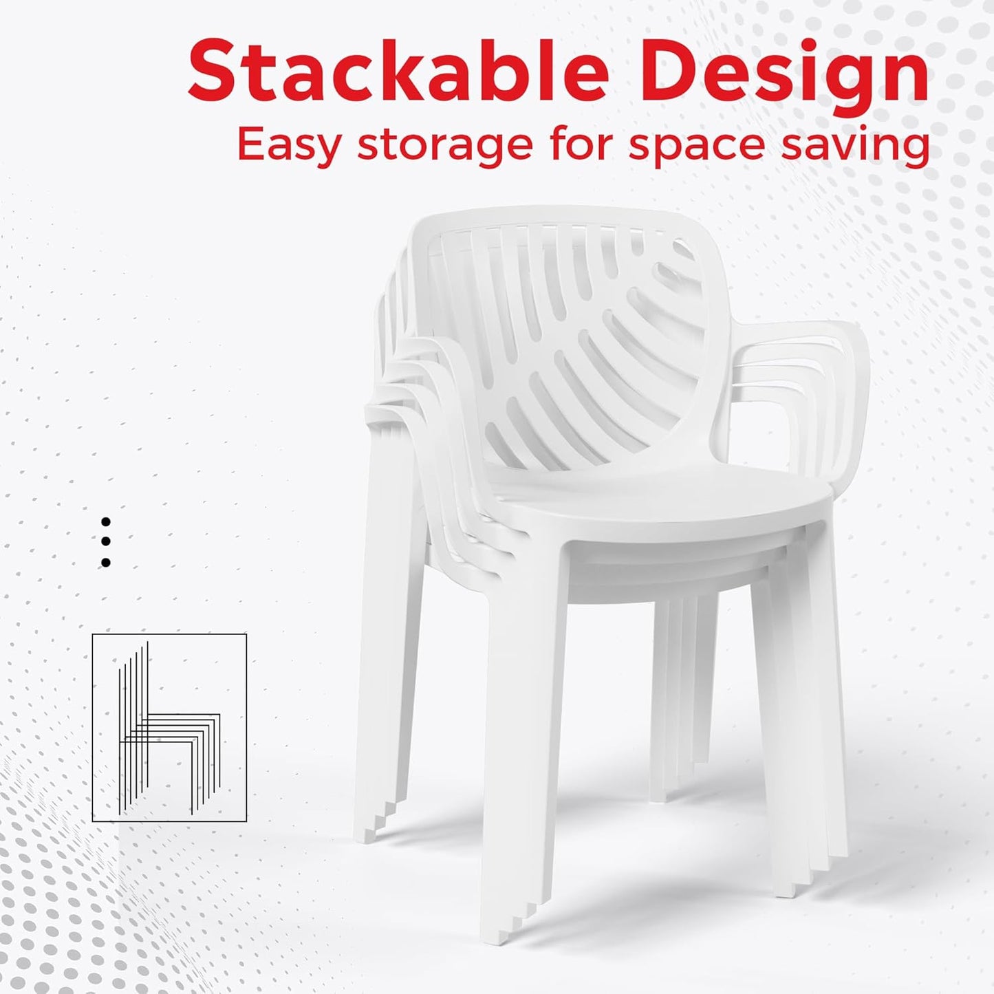4 Person Dining Table Set, HDPE Patio Round Dining Table and Stackable Chair, Kitchen & Dining Room Sets All Weather for Backyard Porch Poolside, White