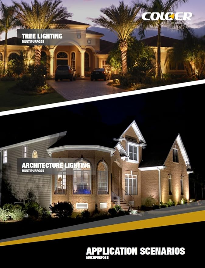COLOER Die-cast Brass Landscape Spotlight 6-Pack with 5W Aluminum Housing LED MR16 Bulb,12V AC/DC Low Voltage Copper Outdoor Lighting, Directional Garden Patio Spot Up Light (102B Brass Finish)