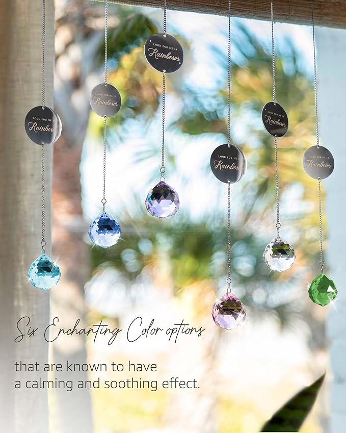 Memorial Gifts for Loss of Loved One, Unique Sympathy Idea, Pink Crystal Ball Grief Suncatcher, Rainbow Bereavement Box for Mom Dad Husband Son Daughter