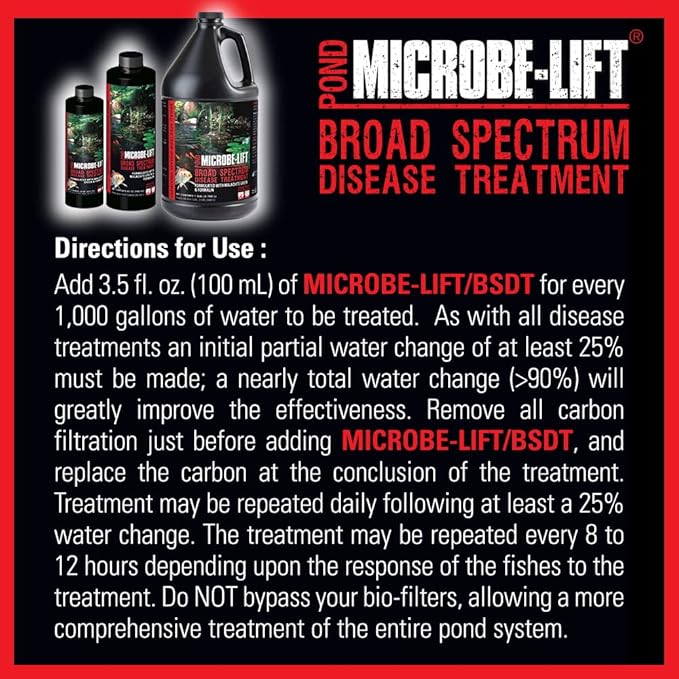 MICROBE-LIFT Broad Spectrum Disease Treatment for Ponds and Outdoor Water Garden, Safe for Live Koi Fish, Goldfish, Plants, and Decor, 32 Ounces