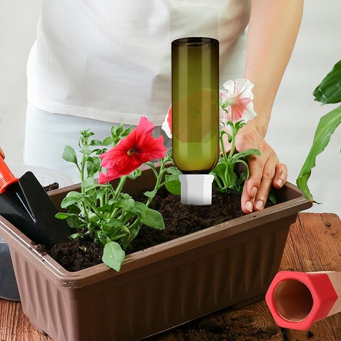 12 Set Plant Watering Devices Include Terracotta Self Watering Spikes and 26 oz Plastic Bottles, Slow Release Vacation Insert Automatic Plant Waterer Device (Green and Mixed Color)