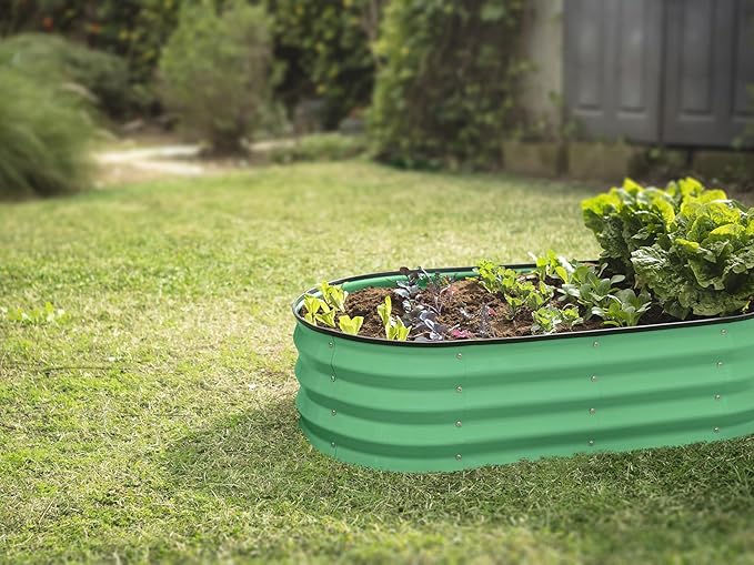 Galvanized Raised Garden Beds Outdoor // 4×2×1 ft Planter Raised Beds for Gardening, Vegetables, Flowers (Light Green) // Large Metal Garden Box