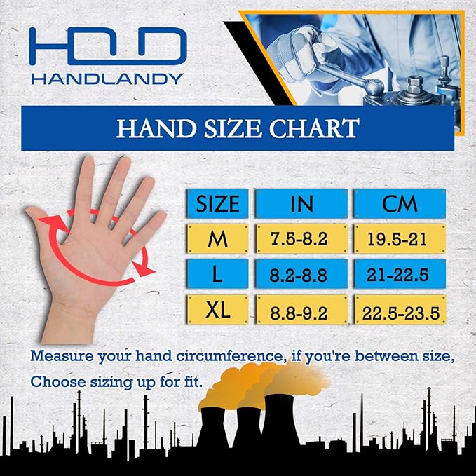 HANDLANDY Leather Work Gloves for Men & Women, Reinforced Durable Garden Gloves, Cowhide Working Glove for Gardening