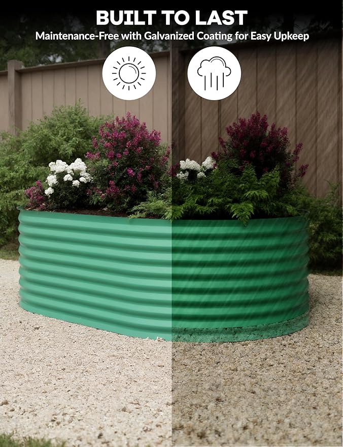8x4x2ft Raised Garden Bed,Galvanized Raised Planter Boxes Outdoor with Easy Assembly, Large Garden Bed for Vegetables, Fruits, Flower,Raised Garden Bed,Green