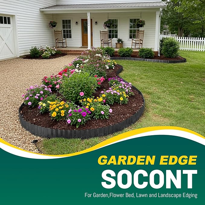 Corrugated Metal Garden Edging, 6"×20Ft Durable Landscape Border for Garden, Lawn, Flower Beds and Paver Edging (Black)