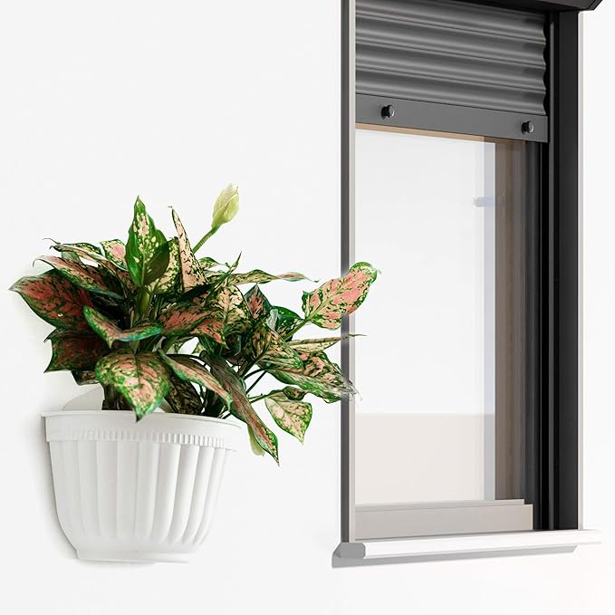 ORIMERC 6 Pack 10 inch Large White Wall Planter Pots Vertical Living Wall Hanging Planters Wall Mounted Planter Holder with Drainage Hole for Indoor Outdoor Plants Wall Decor with Hooks/Screws