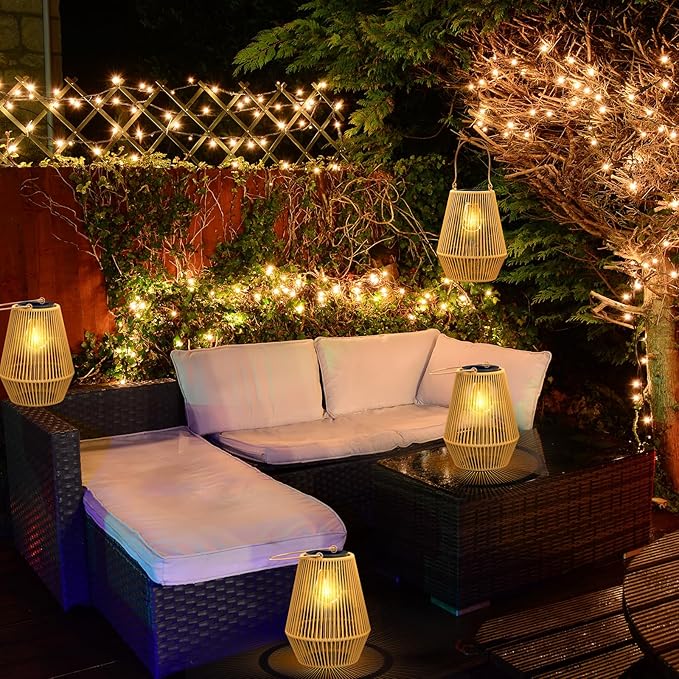 Solar Lanterns, KagoLing Solar Lanterns Outdoor Waterproof Solar Lights for Outside Hanging Solar Lights Outdoor Solar Lamp Lights Decoration for Garden,Yard,Patio,Porch,Trees,Lawn,Pathway, 4 Pack