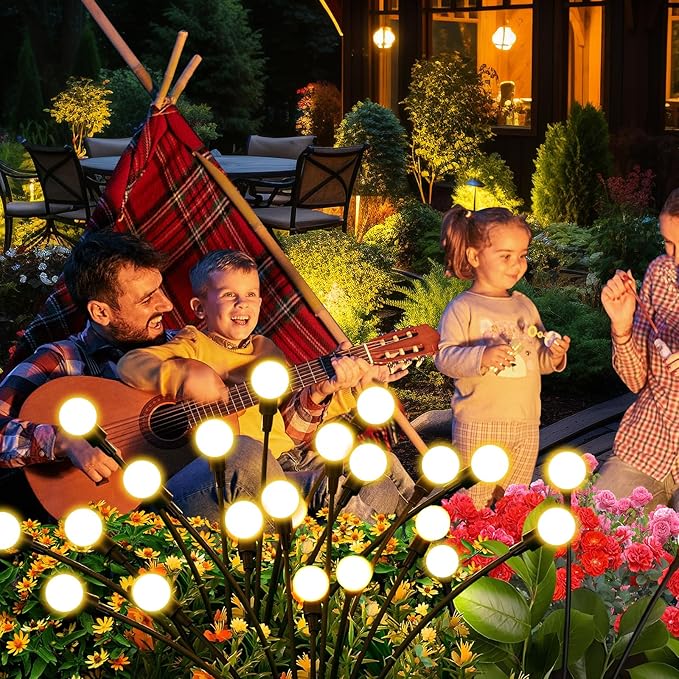 Solar Lights Outdoor (4 Pack-40 LEDs),Waterproof Garden Fairy Swaying Firefly Lights ,Gifts for Outdoor Decorations,Suitable for Patio, terraces, lawns and Paths