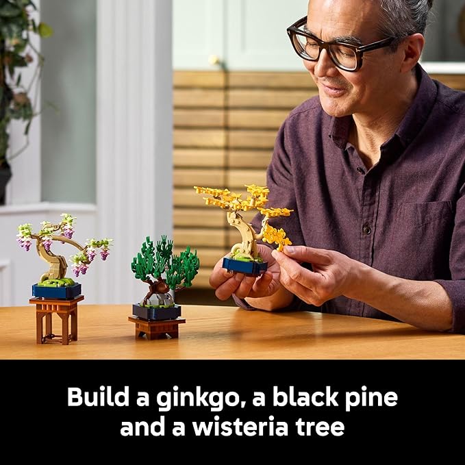 LEGO Botanicals Mini Bonsai Trees Building Set - Artificial Bonsai Tree Building Blocks for Adults, 18+ - DIY Home and Office Decor for Men and Women - Gift for Adults - 10373