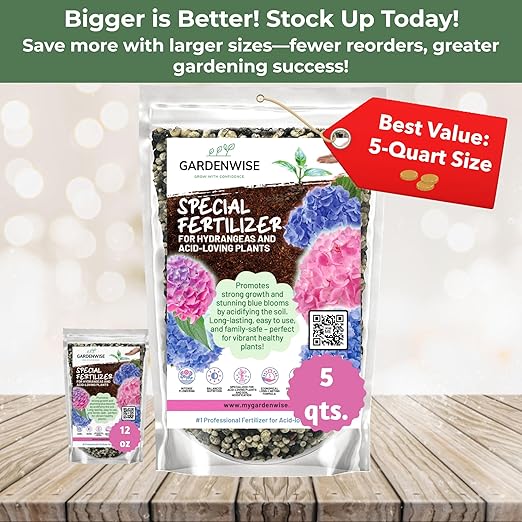 Slow Release Hydrangea Fertilizer with Iron & Sulfur โ Indoor & Outdoor Soil Acidifier for Miracle Growth (12 oz)