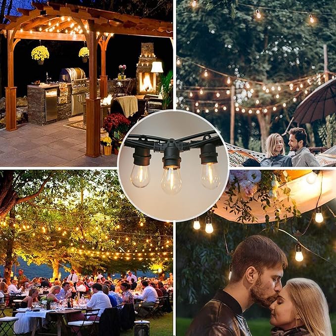15 Pack S14 LED String Light Bulbs, 1W Shatterproof & Waterproof Outdoor Indoor Replacement Bulbs, E26 Base Edison LED Light Bulbs Warm White 2200K. (S14 15Pack)