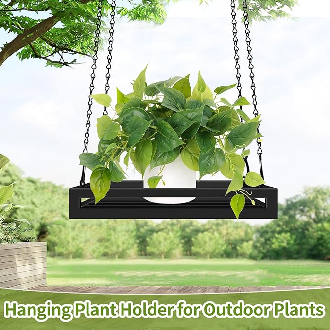 Hanging Planter for Indoor Outdoor Plants, 16'' Heavy Duty Metal Plant Hanger Indoor, Large Hanging Plant Holder Plant Shelf for Garden Home Ceiling Window Decor