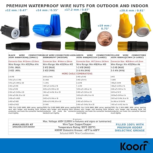 UL Listed Waterproof Wire Connectors with Heat Shrink tubing for Outdoor Caps Sprinkler LED applicate in Wherever Corrosion Exists, Moisture (25, MediumHeatShrinkable)