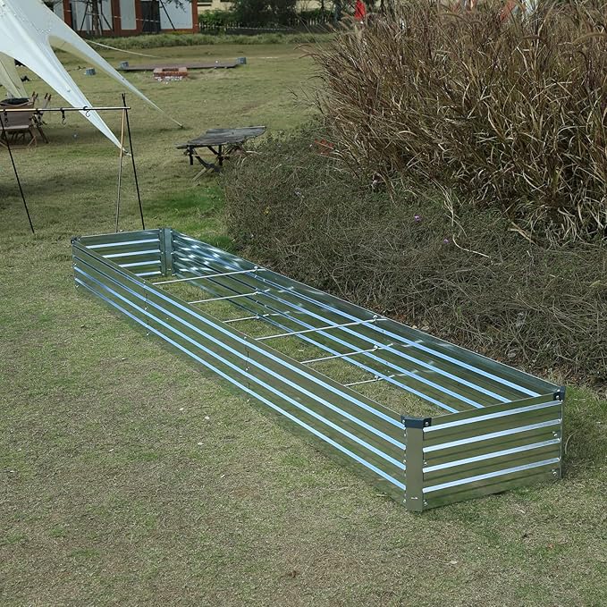10x2x1ft(2 Pack) Galvanized Raised Garden Bed,Outdoor Planter Box Metal Patio Kit Planting Bed for Vegetables Flowers and Succulents,Silver