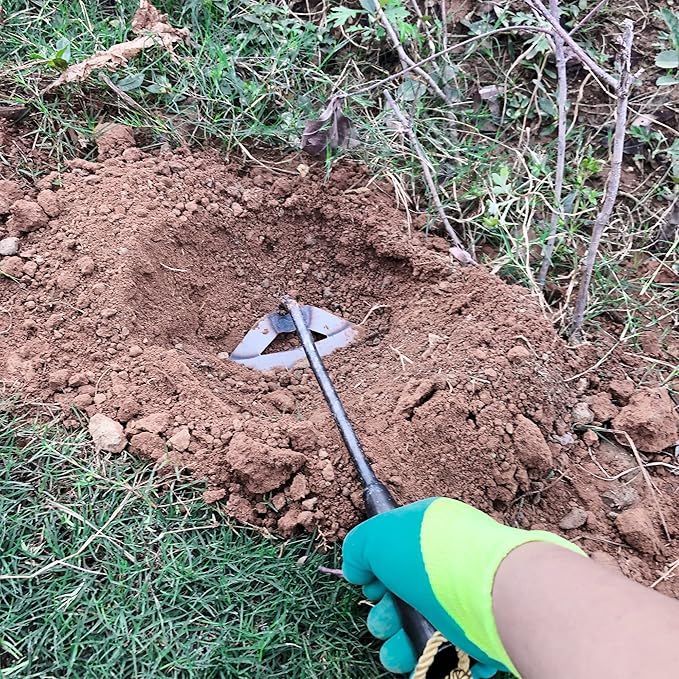 Pack of Weeding Tool Hollow Hoe and Japanese Sickle Garden Tool and a Pair of Professional Gardening Gloves - Heavy Duty Very Sharp Gardening Hand Tools for Landscaping - Nejiri Gama Hoe