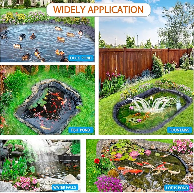 Pond Liners 20 x 25 Feet, Easy Cutting LDPE Pond Liner 20 Mil, High Preformed Koi Pond Liner for Ponds, Streams, Fountains and Garden Waterfall