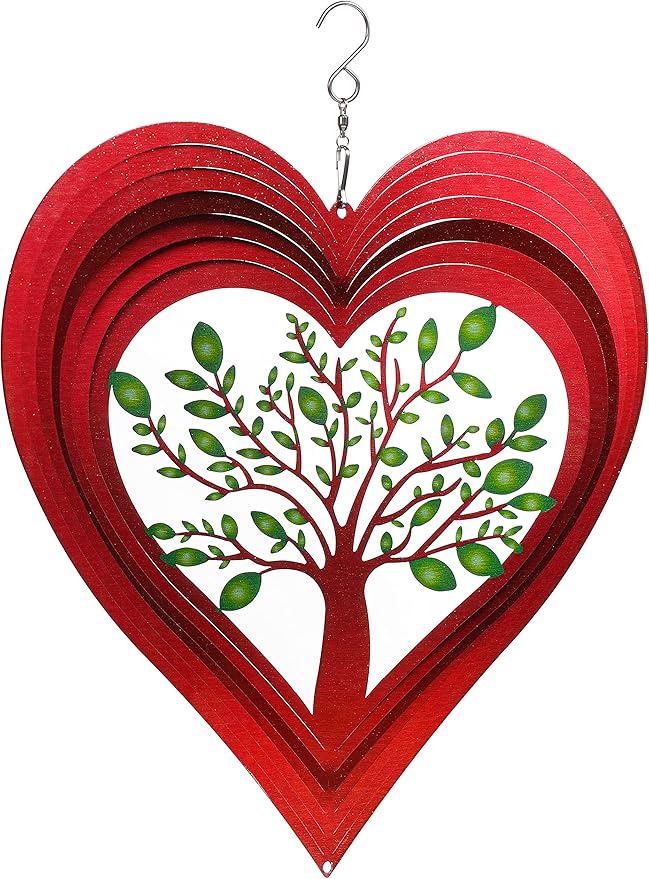 Heart Wind Spinners for Yard and Garden, Metal Ornaments for Garden Décor, Outdoor Wind Spinner, Heart Décor Gifts, Outdoor Garden Decoration, 12 inch Heart Wall Décor by ISEO