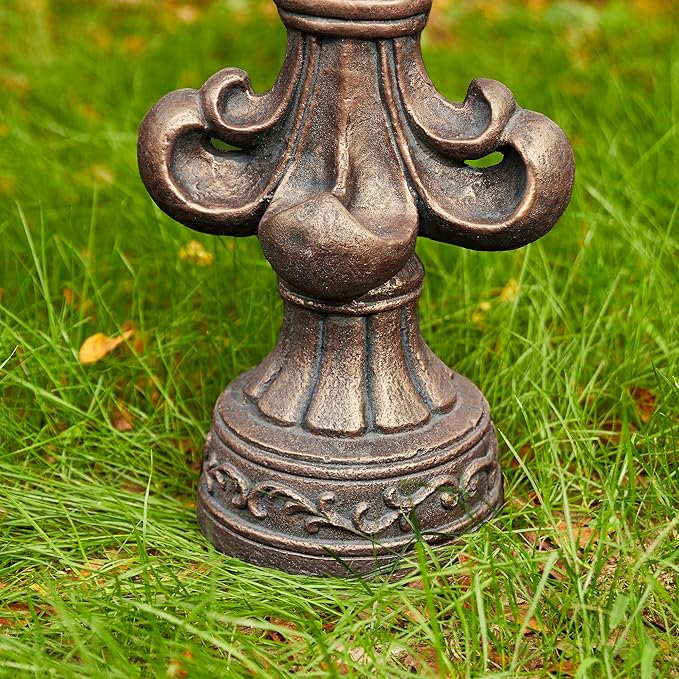 Glitzhome Fleur De Lis Garden Statue MGO Outdoor Decration, 21.25" H, Bronze
