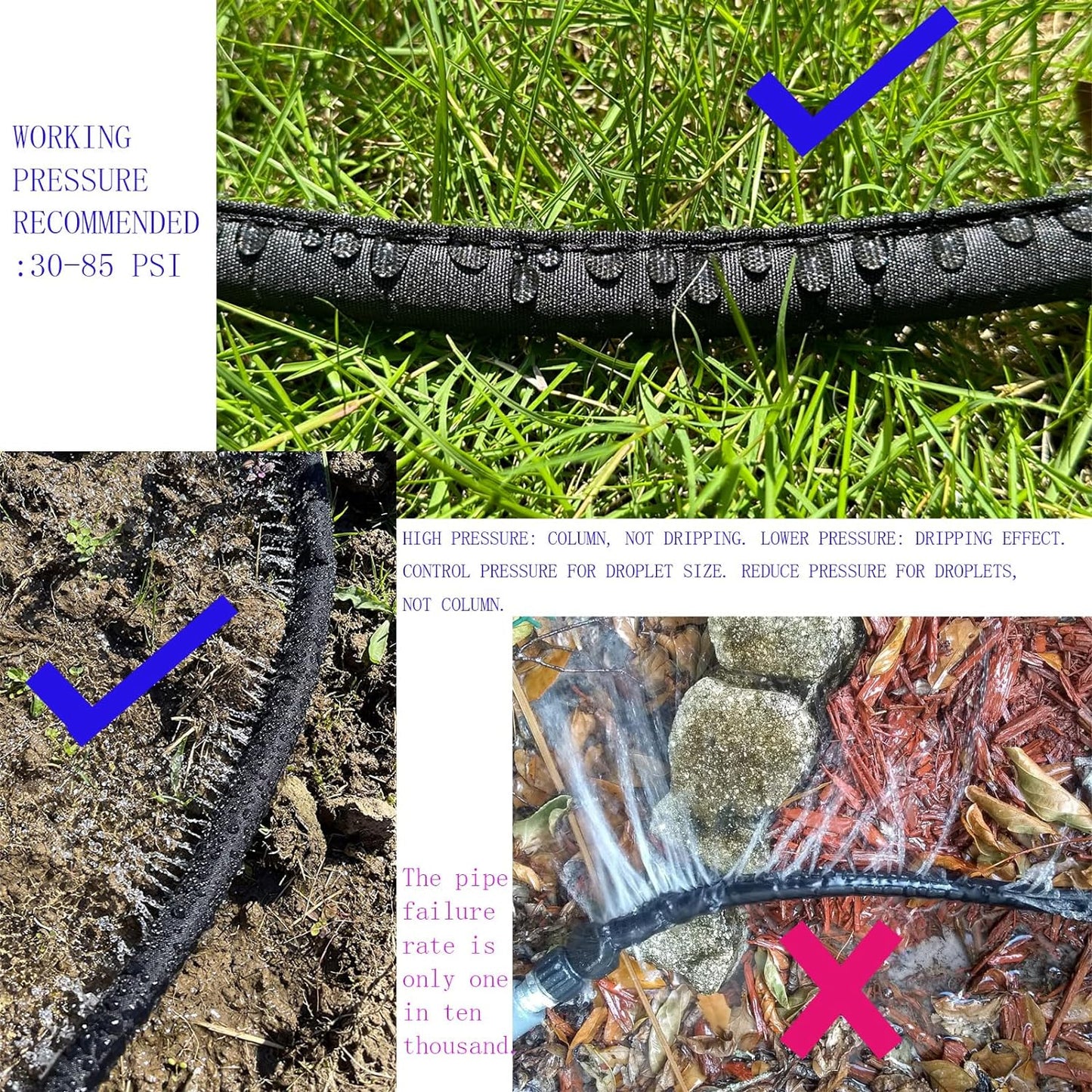 2025 Flat Soaker Hose 150 ft with Stakes for Garden, 75ft x 2 Linkable Drip Hose Diy Garden Irrigation System Saving 80% Water, Dual-layer Leak-free Design Water Hose with Holes