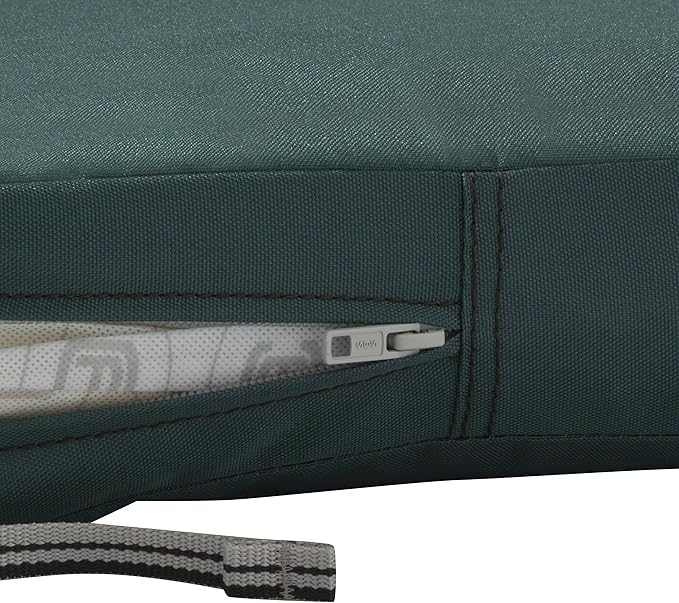 Classic Accessories Ravenna Water-Resistant 21 x 19 x 3 Inch Patio Seat Cushion, Mallard Green, Chair Seat Cushion