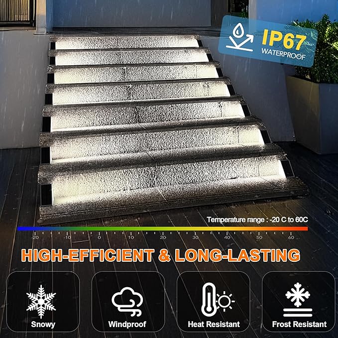 LED Solar Step Lights, Outdoor Solar Decor IP67 for Yard, Patio, Garden, Walkways, Driveway, Porch 2PK
