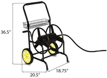 Heavy Duty Hose Cart with Wheels – Garden Hose Holder, Hose Reels for Outside, Metal Hose Reel Cart, 200ft Capacity