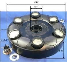OCEAN MIST MAGIC POND FLOATING FOUNTAIN PJ2000-6C Includes 1580 GPH Pump, 360 RBG LEDs in Light Ring, Auto Color Change, Nozzles, 33 Foot Power Cords