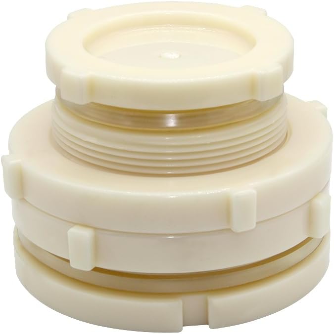 2.5" Female ABS Bulkhead Fitting, Plastic Water Tank Connector Adapter Fitting with Plugs for Outdoor rain Barrel Garden Hose Adapter Spigot kit Water Tank Gallon Drain Bucket(Set of 1)